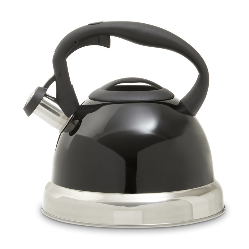 Belfry Kitchen Peniste 3L Stainless Steel Whistling Stovetop Kettle, Black