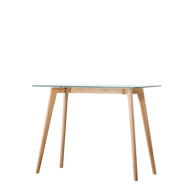 Achouhada 90cm Glass Top Console Table, Oak