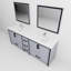 84 po. Gris foncé Ensemble de meuble-lavabo double avec comptoir en marbre, robinet et 34 miroirs W-190417188-190417189