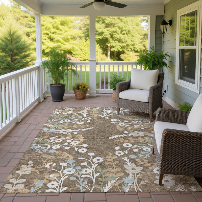 Machine Washable Indoor/Outdoor Chantille ACN2334 Floral Rug, Rectangle 2'6" x 3'10"