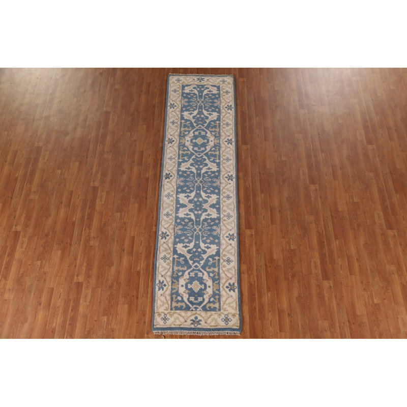 Tapis de couloir bleu 3 pi Oushak