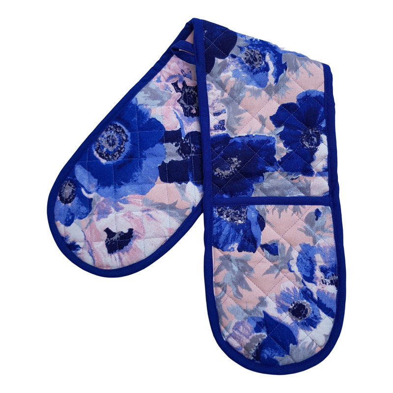 Brambly Cottage Kristi Floral Cotton Oven Mitt(s) Only, Cobalt Blue