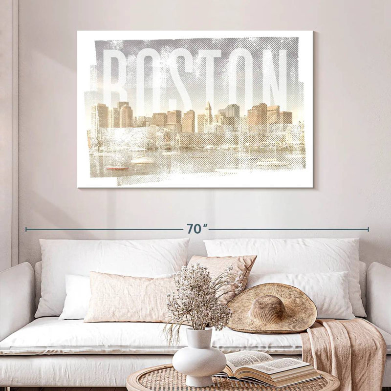 Lilie Boston Skyline rétro, H 32 po x l 48 po