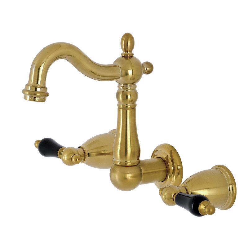 Kingston Brass Duchess Two-Handle Wall Mount Bathroom Faucet, Brushed Brass