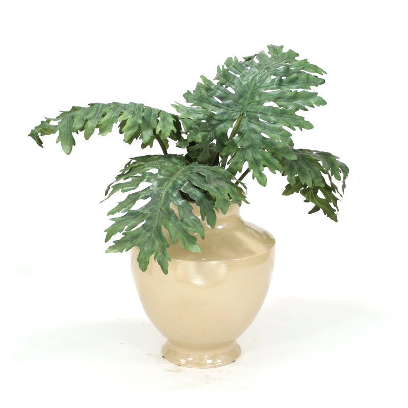 Lush Green Silk Philodendron Floor Plant in Decorative Vase