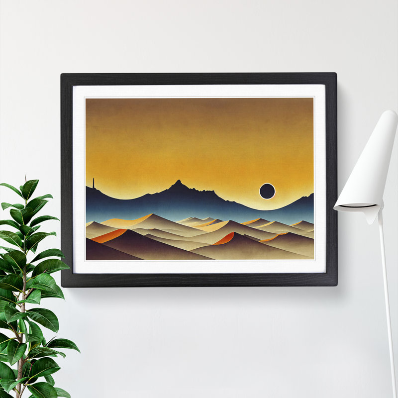 Desert Sunrise - Single Picture Frame Painting, Black, 25cm H x 34cm W x 2cm D