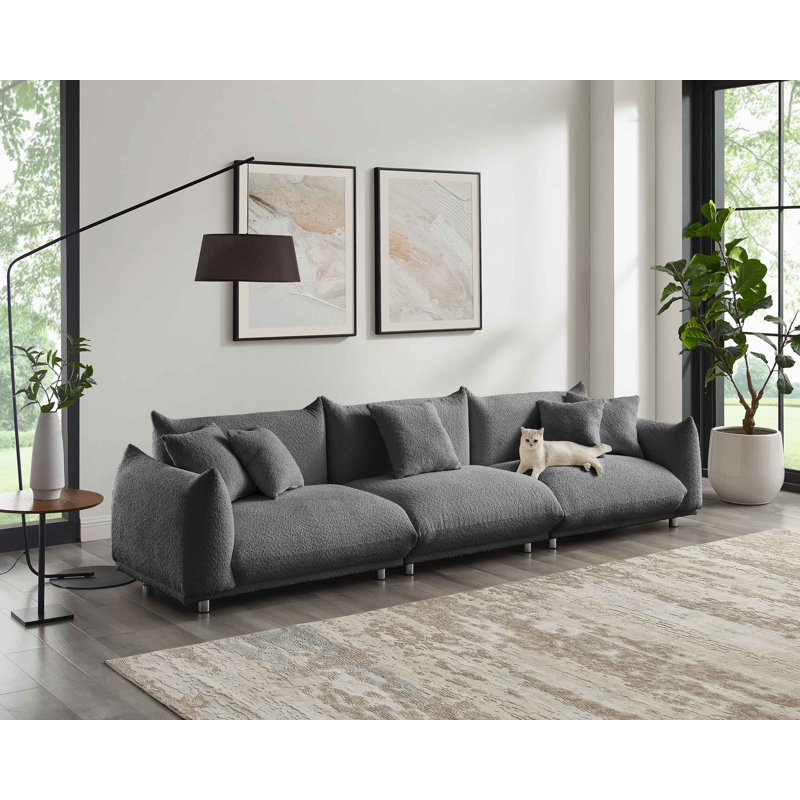 Amritha 316.2Cm Round Arms Sofa, Grey