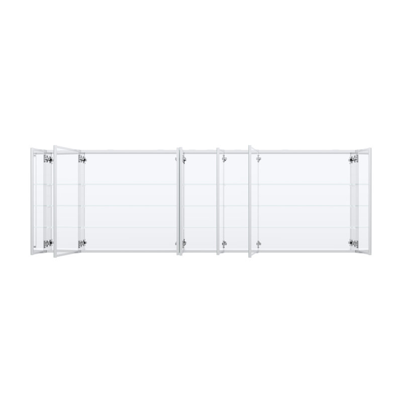 Pharmacie murale encastrée ou en surface l 92 po x H 30 pi avec tablettes réglables en verre
