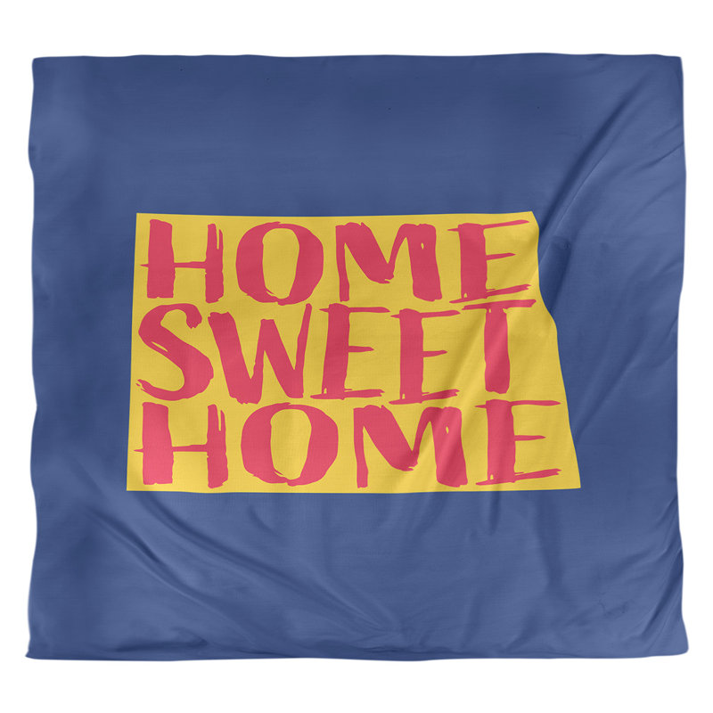 Housse de couette north dakota the home, Microfibre, Housse de couette pour grand lit, Bleu marine et jaune
