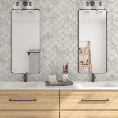 Itona 3" x 3" Ceramic Arabesque Mosaic in Matte Calacatta Venecia (10 PC per Carton) (7.40 SQFT per Carton)