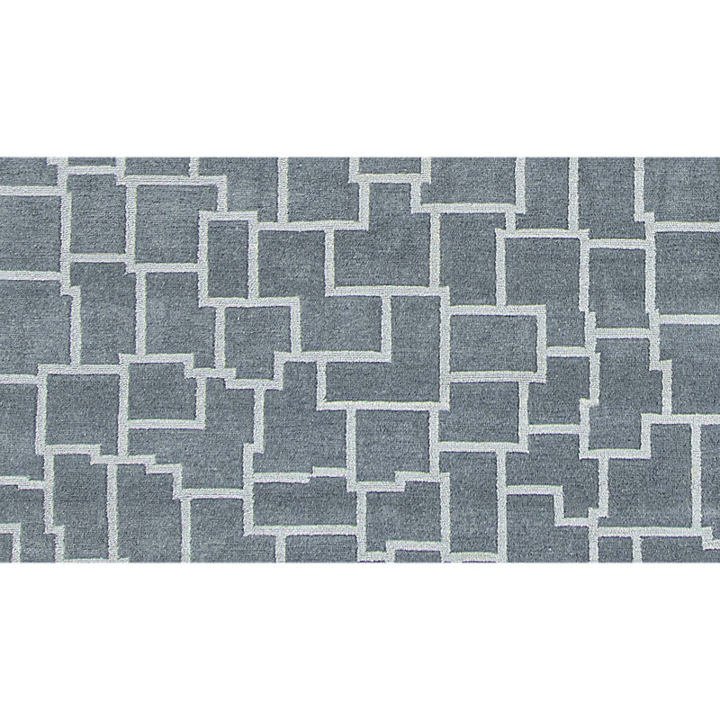Hand Knotted Abstract Area Rug in Blue/Gray, Rectangle 8' x 10'