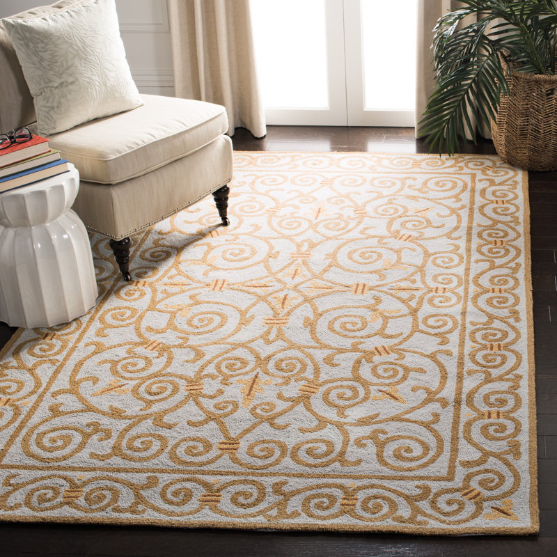 Cher Hand Hooked Wool Pile Oriental Rug, Rectangle 5'3" x 8'3"