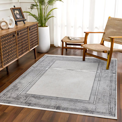 Tapis gris lavable à la machine antidérapant à imprimé numérique gris
