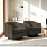 Fauteuil demi-tonneau pivotant en velours de café avec base en bois massif Eugenie Applewold