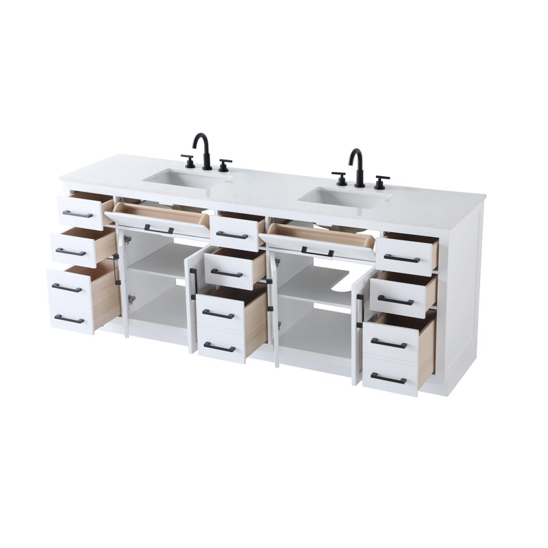 Meuble-lavabo double 84 po Ahner, Blanc
