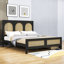 Lit plateforme double en bois avec tête de lit en rotin 2 tiroirs-1541215824-1541215829