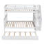 Lit superposé simple au-dessus d'un lit double avec lit gigogne simple, tiroirs de rangement et garde-corps - Lit simple pour adulte, peu encombrant, blanc