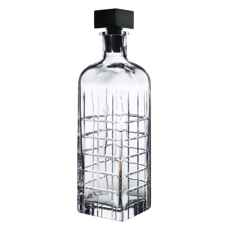 Orrefors Street Crystal Decanter with Black Stopper