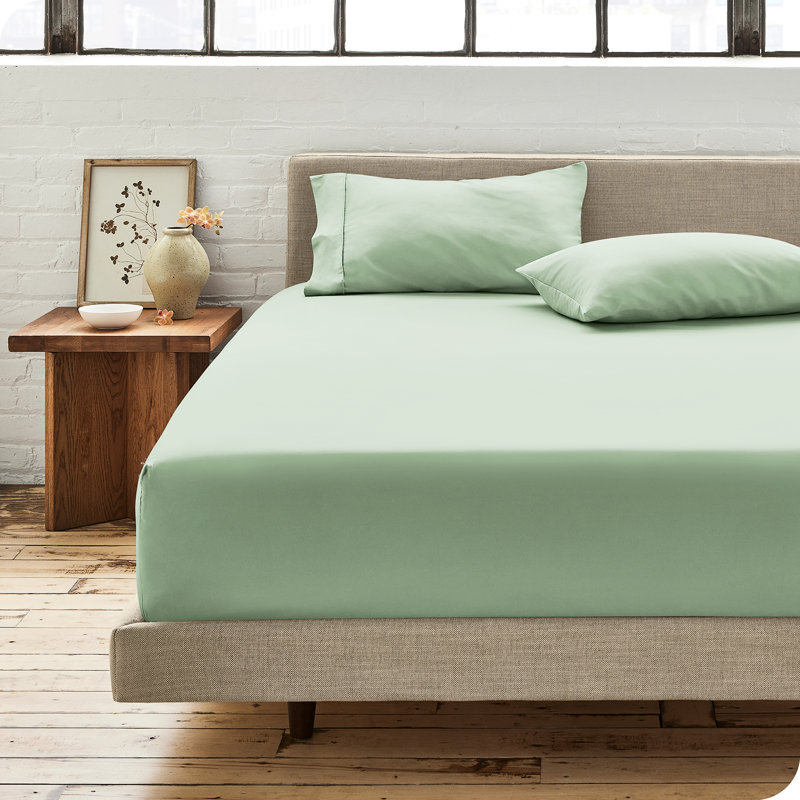 Organic Cotton Twin White Percale Fitted Sheet Set