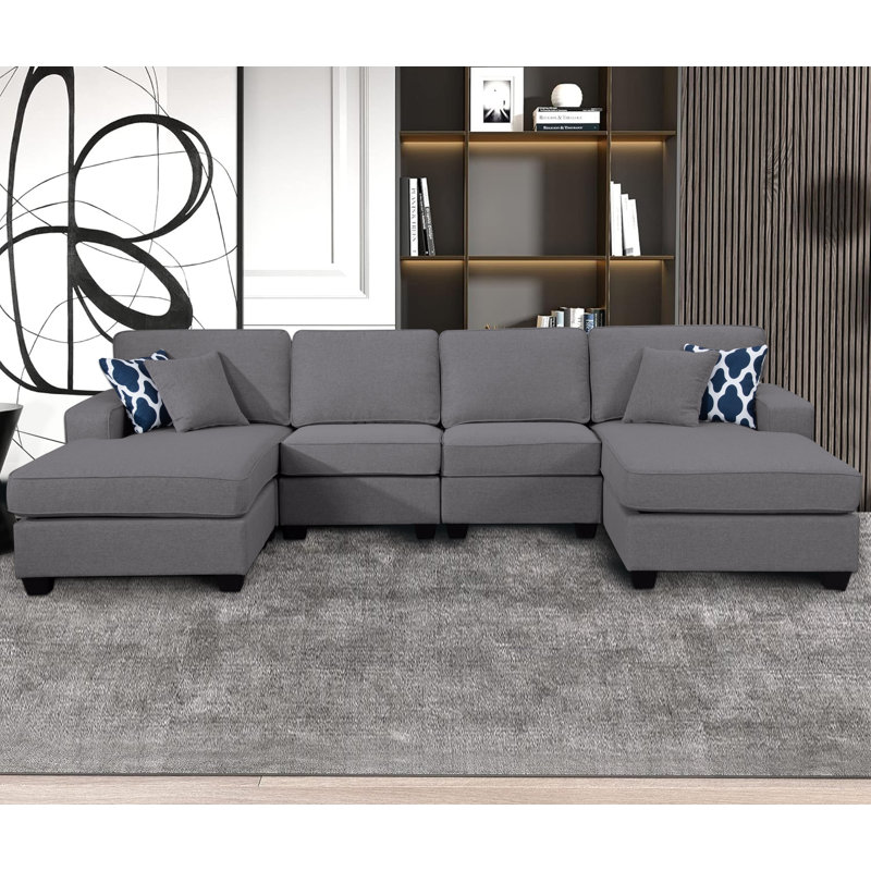 Canapé modulaire rembourré Onesia, Polyester gris foncé