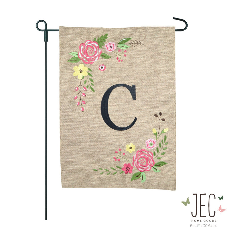 Mélange de polyester à 2 côtés 18 x 13 po spring rose drapeau de jardin, C
