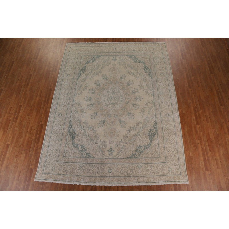 Tapis persan rétro Tabriz noué à la main 10 x 13