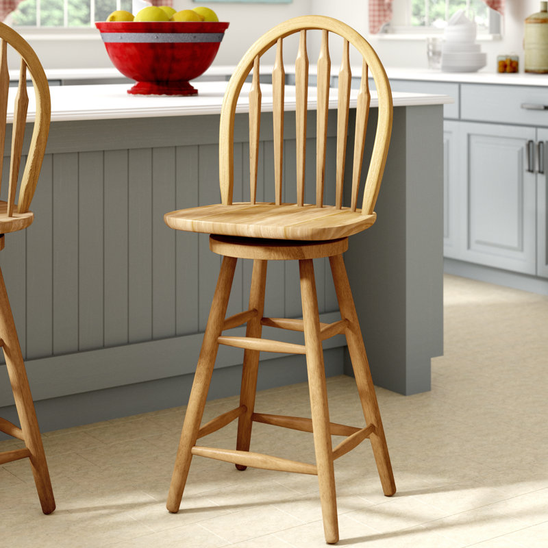 Frieder Swivel Solid Wood Counter Stool, Natural, Counter Stool (24" Seat Height)
