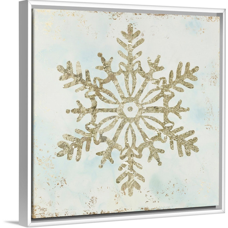 Flocon de neige étincelant III-reproduction d’art sur toile, Cadre blanc, 22" H x 22" W x 1.75" D
