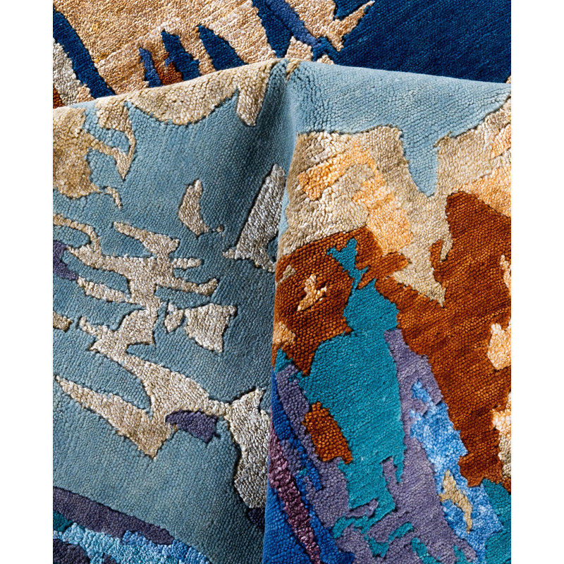 Overdyed One-of-a-Kind Rectangle 9'2" X 12'2" Hand Knotted Area Rug