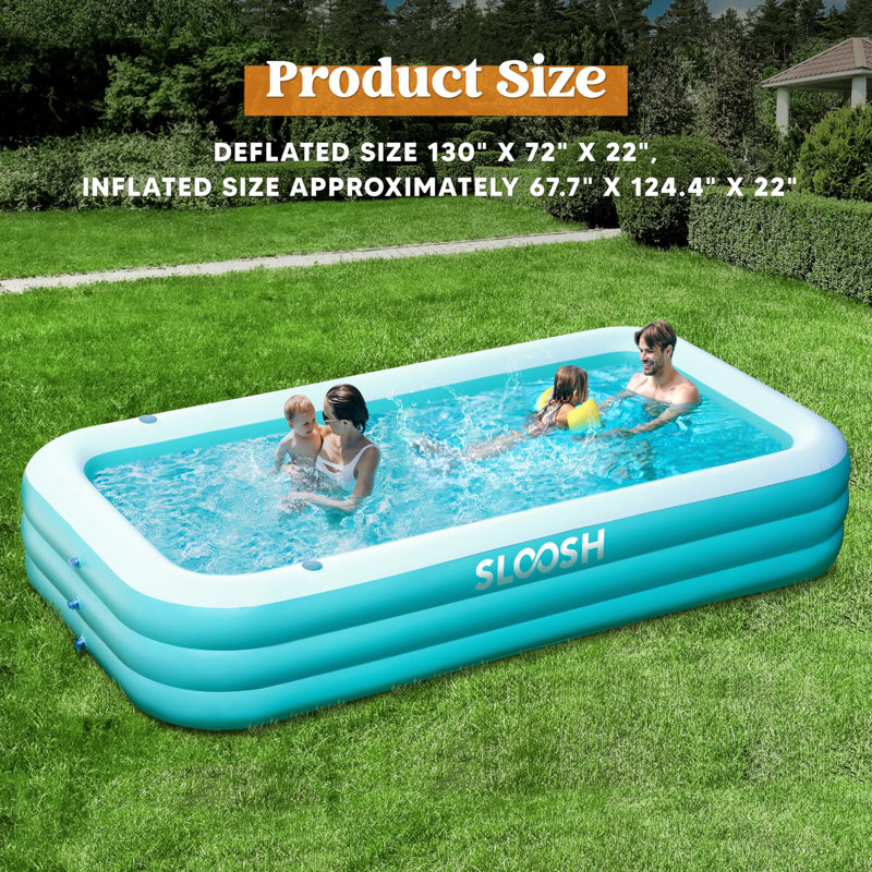 125" x 68" x 22" Full-Sized Inflatable Swimming Pool with Seats