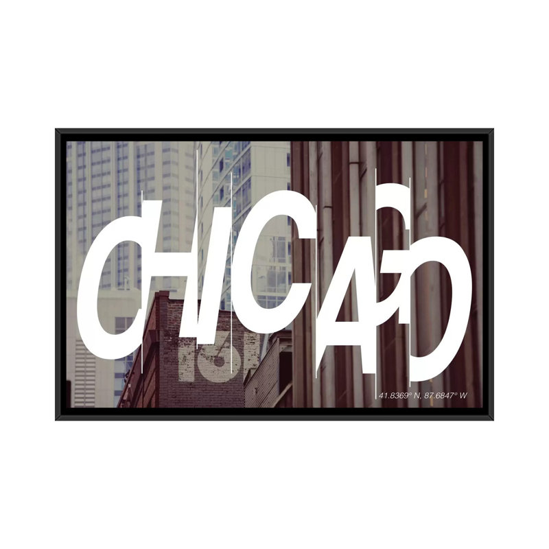 « chicago (41,8 ° n, 87,6 ° l) », impression sur toile tendue, H 40 po x l 60 po x P 1,5 po, Toile avec cadre noir