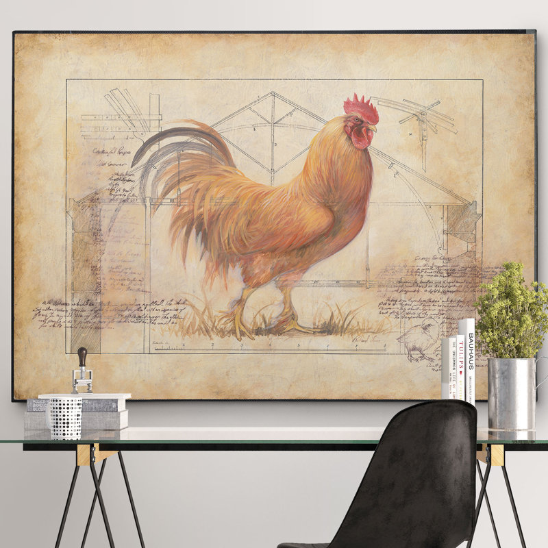 «Rustic Fowl I» par Richard Lane, reproduction d'art graphique sur toile, H 16 po x l 20 po x P 1,5 po