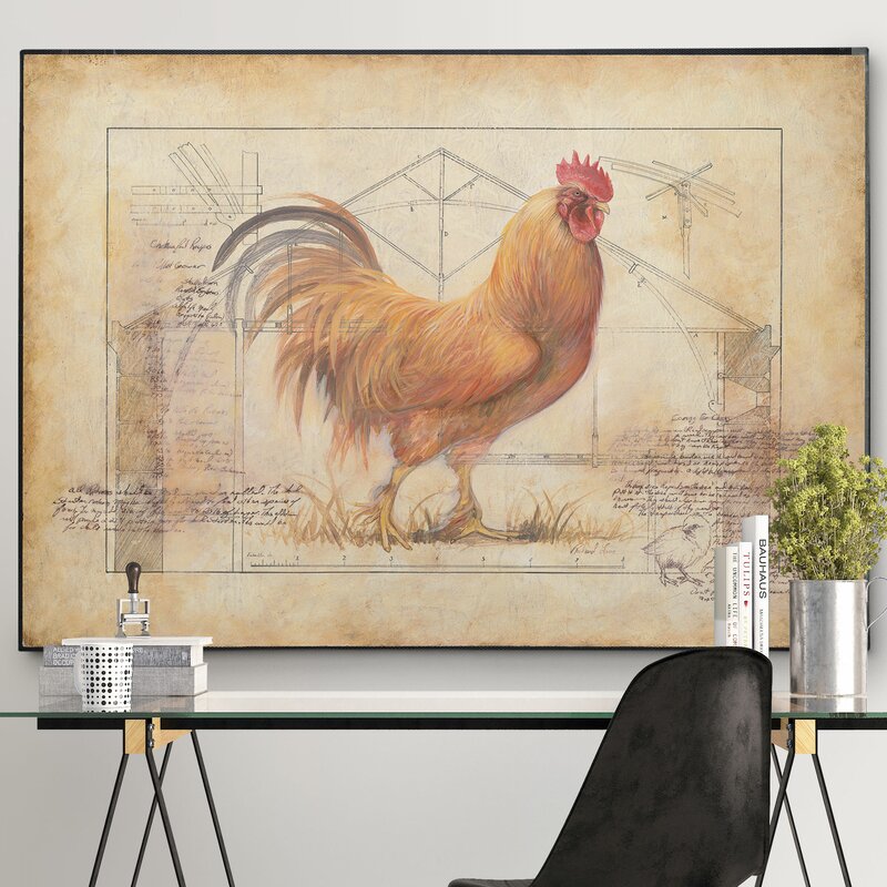 Rustic Fowl I On Canvas by Richard Lane Graphic Art