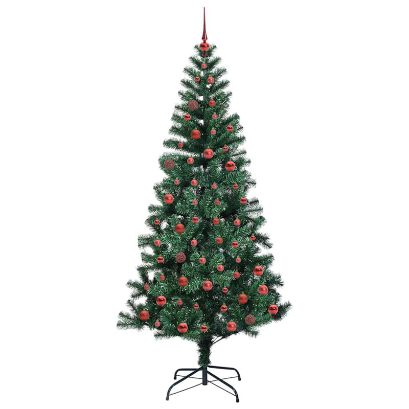 vidaXL Artificial Pre-lit Christmas Tree Green PVC and Metal, 6.89 ft