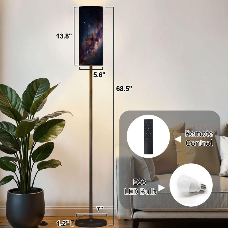 Lampe sur pied avec lampe à pédale moderne à intensité variable avec télécommande, pédale, abat-jour, abat-jour haut, lampe de coin pour le salon, la chambre et le bureau