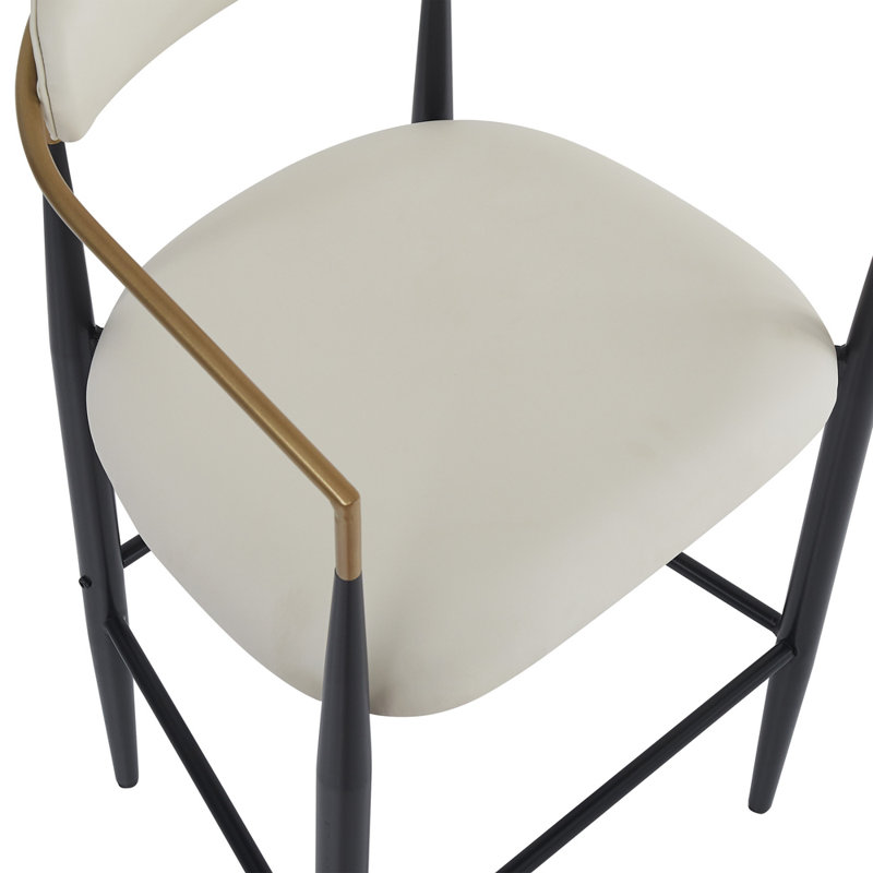 Ensemble de 2 tabourets de bar modernes avec dossier, tabourets d'îlot de cuisine rembourrés 29,75 po - structure en bois naturel et en fer, capacité de 265 lb, assise en tissu confortable
