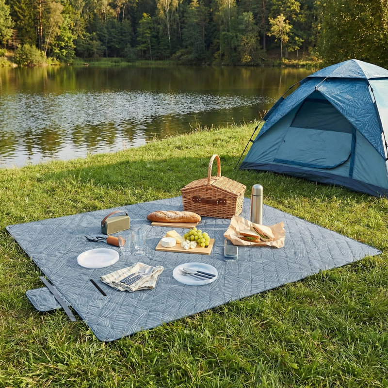 200x200cm Polyester Picnic Blanket, Blue