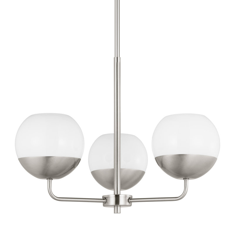 Avoca 3-Light Chandelier, Nickel brossé