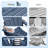 Set of 4 Adjustable Adirondack Chairs, 3-Level Wooden Textured HDPE Folding Chairs with Cup Holders for Outdoor Use at Beach, Patio, Garden, Backyard, and Campfire, Navy Blue-1303686121