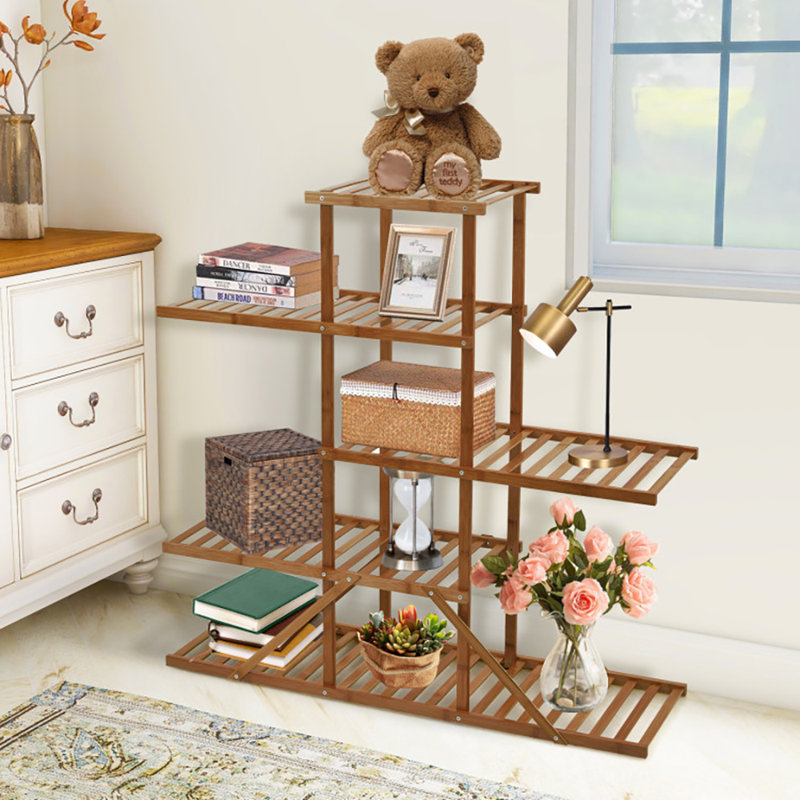 5-Layer 10-Potted Plant Stand, Brun