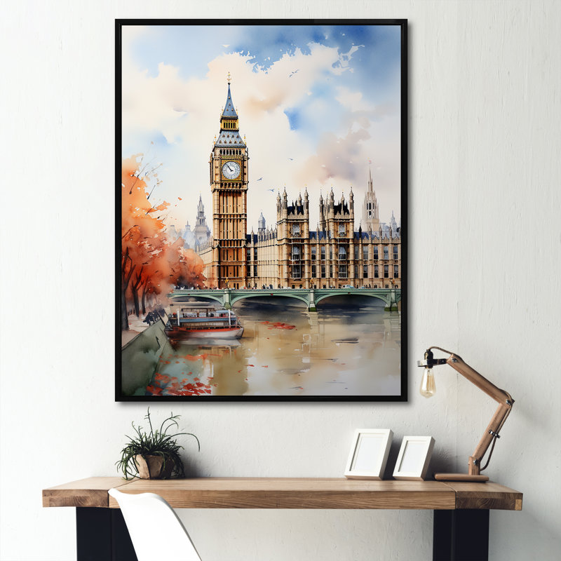 Big Benlondon Skylines I - City London Wall Ar, Cadre flottant noir, H 60 po x l 28 po