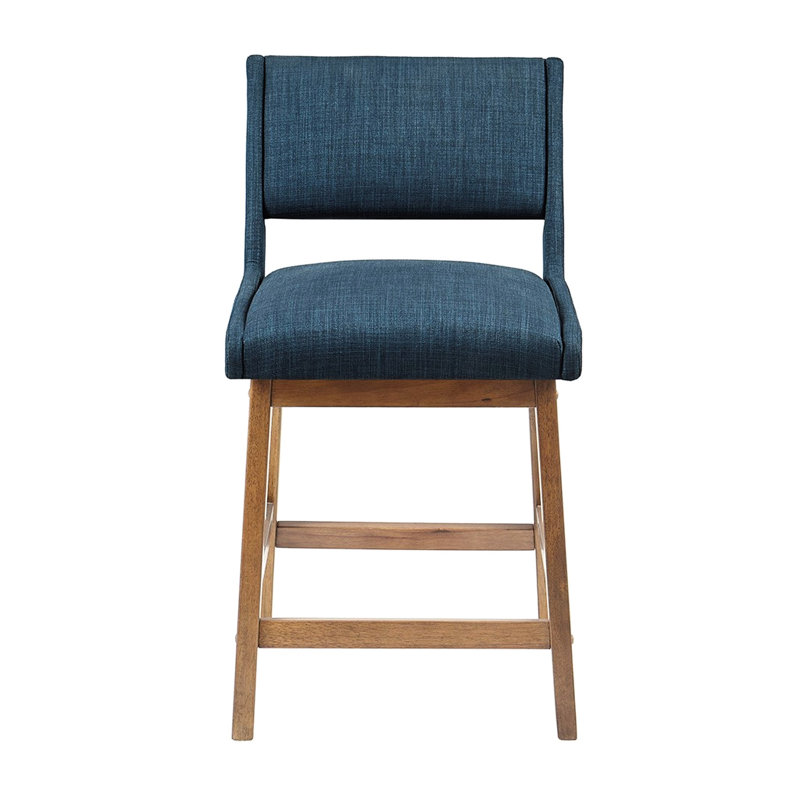 Tabouret Ink + ivy, siège rembourré de 4,75 po, repose-pieds de 6,5 po, capacité de charge de 300 lb, coussin de comptoir charmant en bois de pacane et bleu marine, pieds avec poids