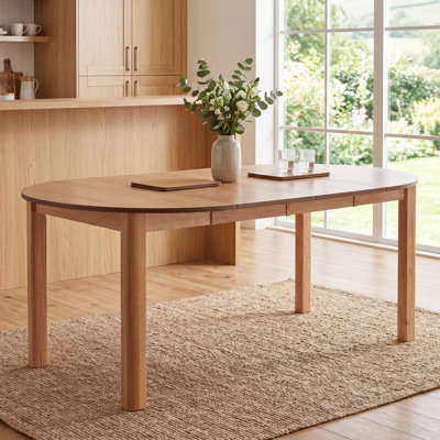 42'' - 77'' Extendable Dining Table With Solid Wood Legs, 3 Sizes - Round To Oval Dining Table For Dining Room/Kitchen