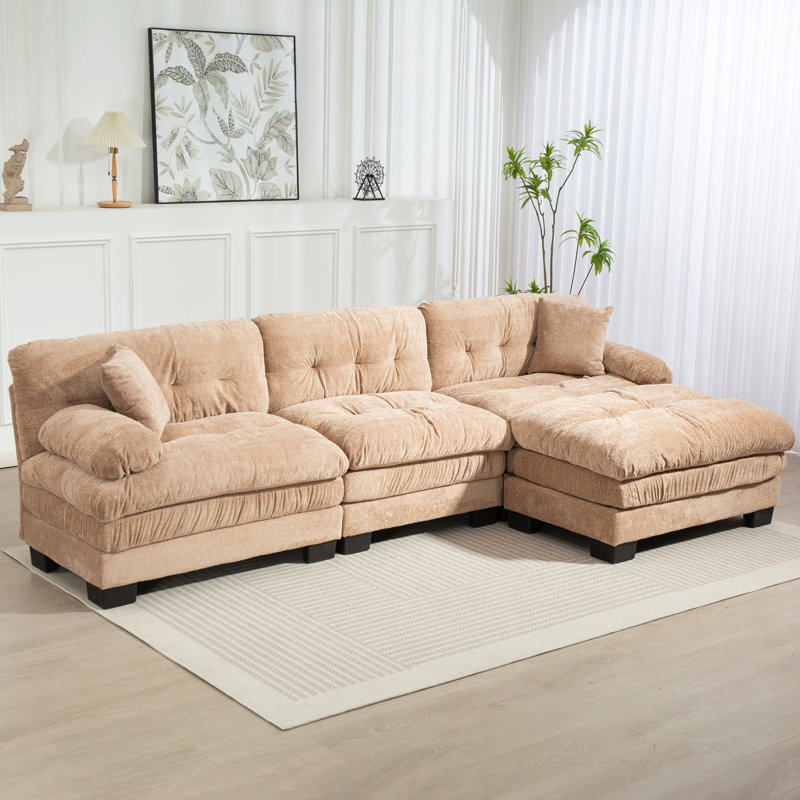 Canapé modulaire en forme de L avec canapé-lit réversible à 3 places et siège profond Mobilier rembourré confortable pour le salon