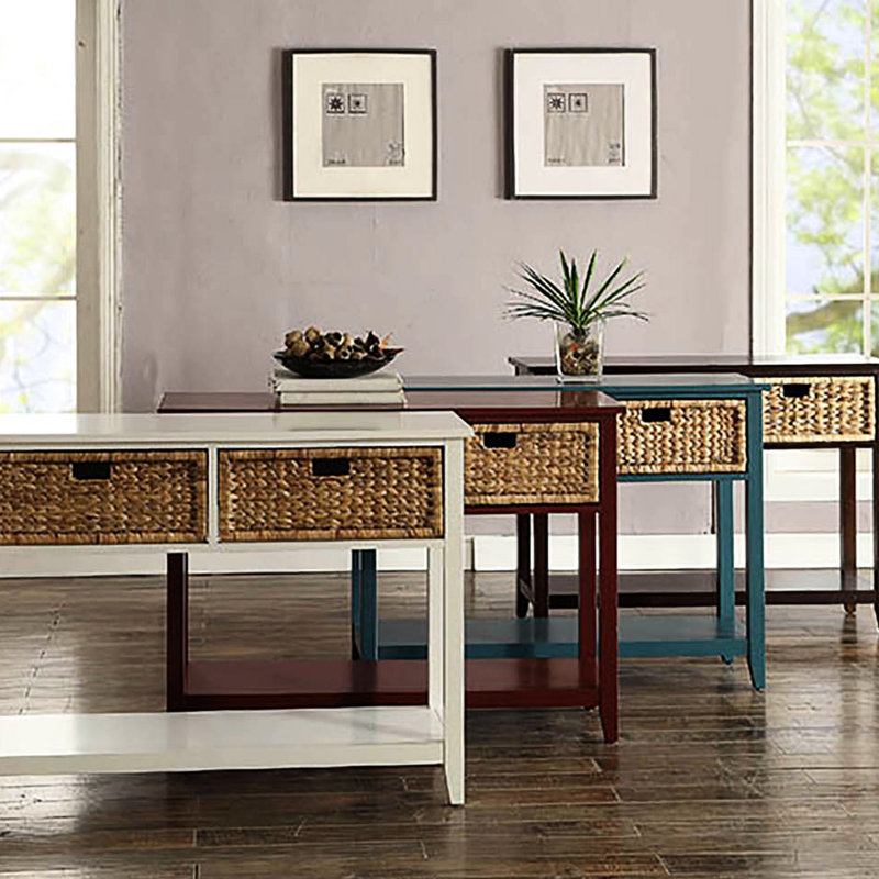 Élégante console bleu sarcelle avec capacité de rangement - 2 tiroirs et tablette inférieure avec pieds en bois massif pour l'organisation du tiroir de l'ameublement du salon pour les zones d'entrée
