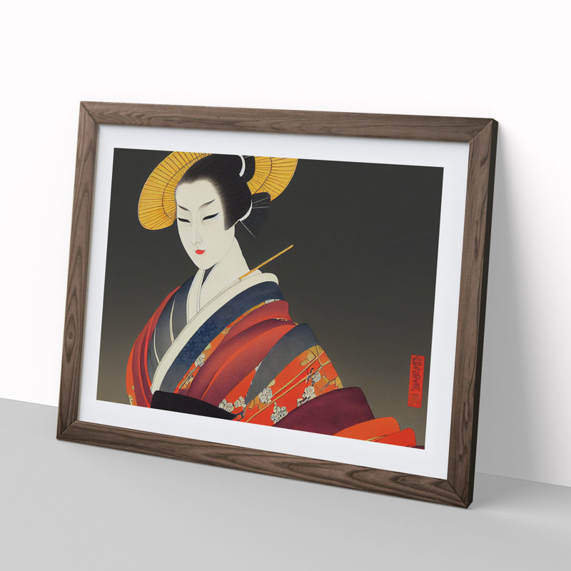 Desirable Geisha - Single Picture Frame Print, 25cm H x 34cm W, Walnut