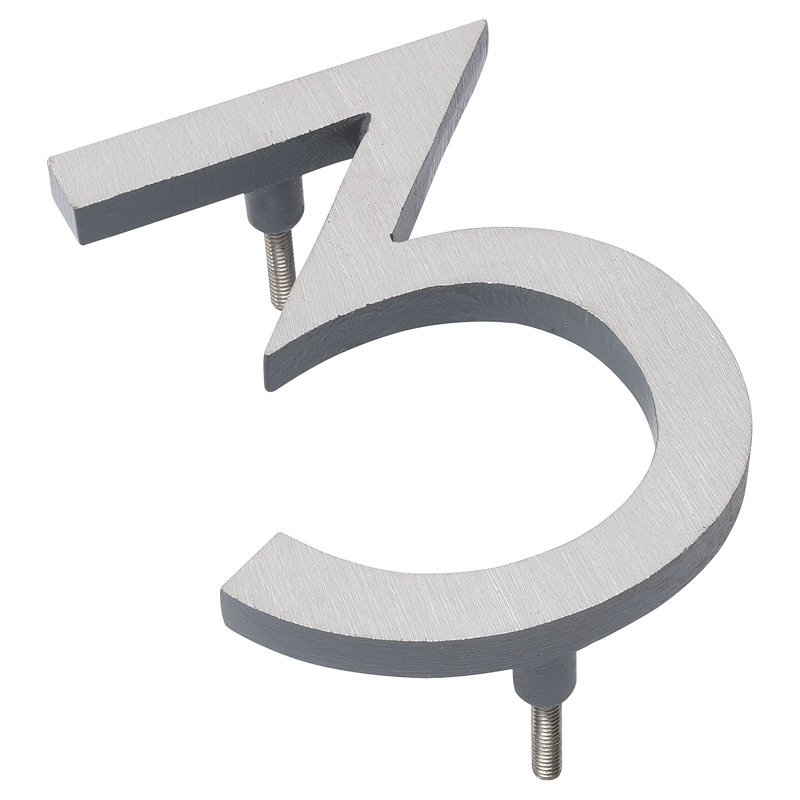 Numéro de maison à fixation flottante 24 po, Nickel satiné / gris, 3