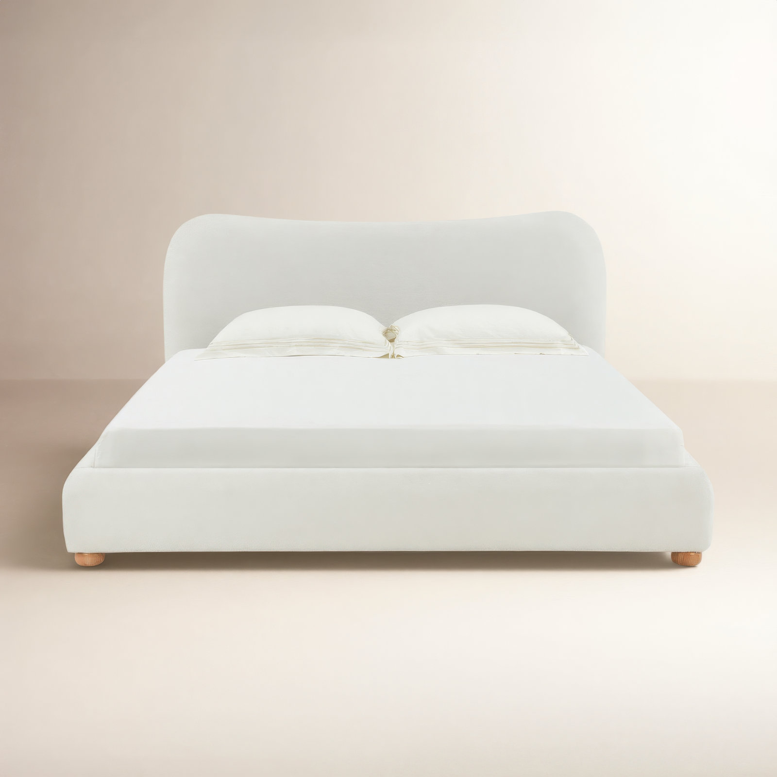 Liza Upholstered Bed, Queen, Ivory Boucle