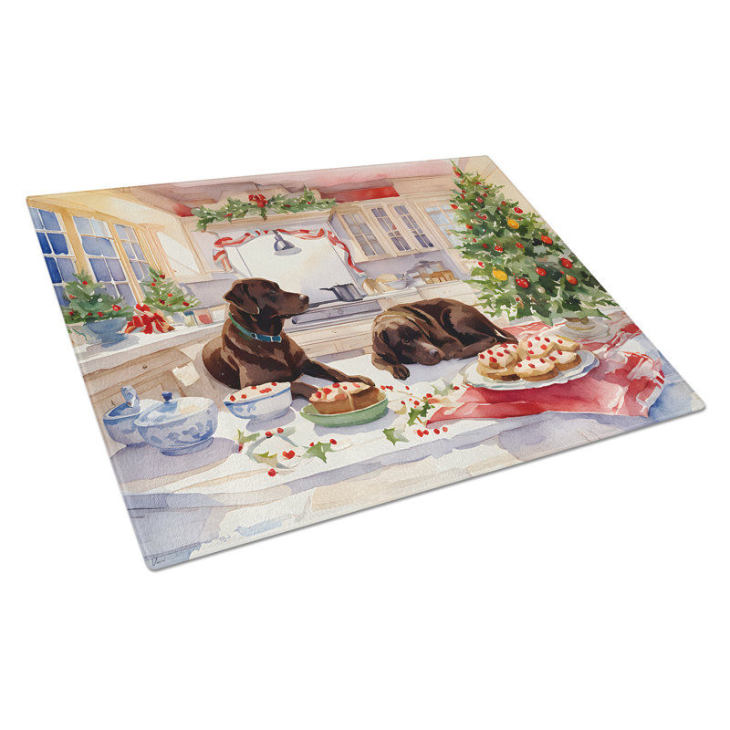 Labrador Retriever Christmas Cookies Glass Cutting Board