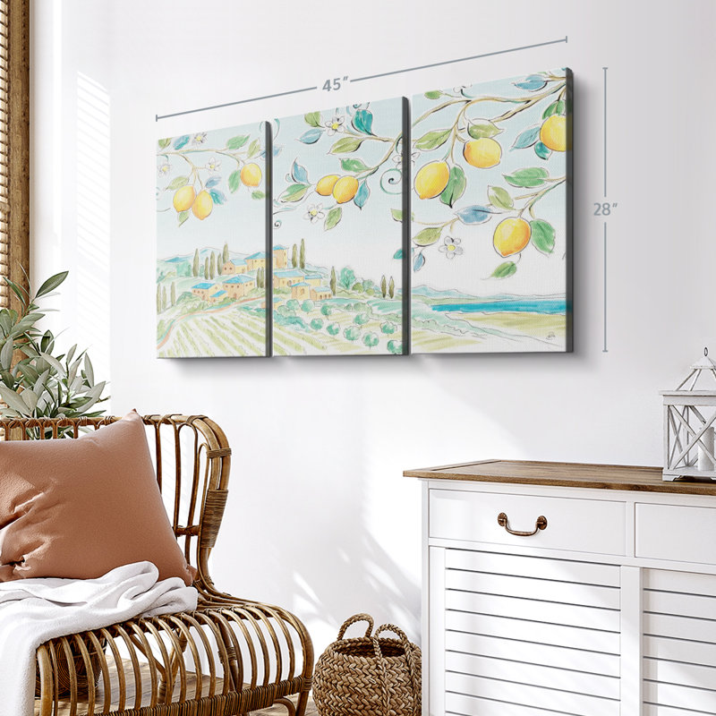 «Méditerranée brise I», 3 pièces sur toile, H 28 po x l 45 po x P 1,25 po